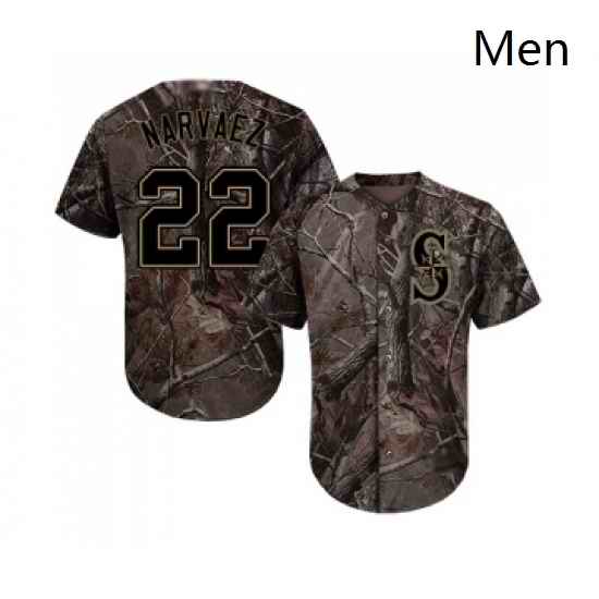 Mens Seattle Mariners 22 Omar Narvaez Authentic Camo Realtree Collection Flex Base Baseball Jersey
